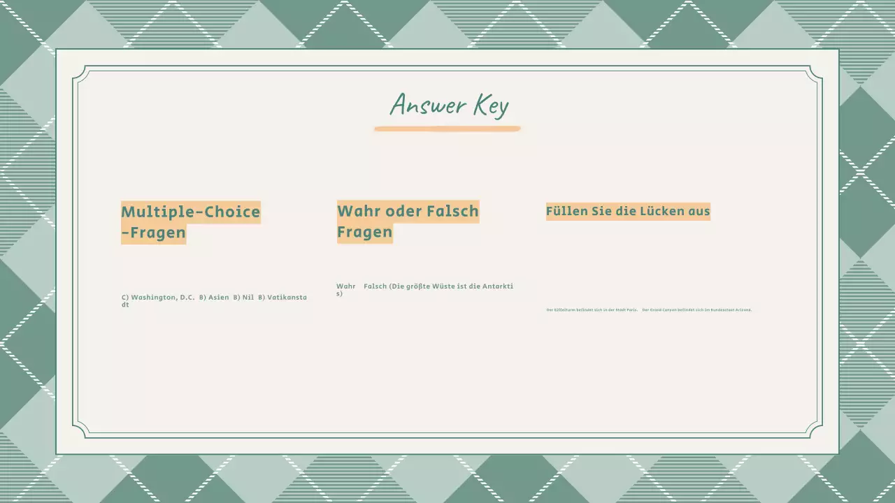 Preppy Cute Green School Quiz Präsentation