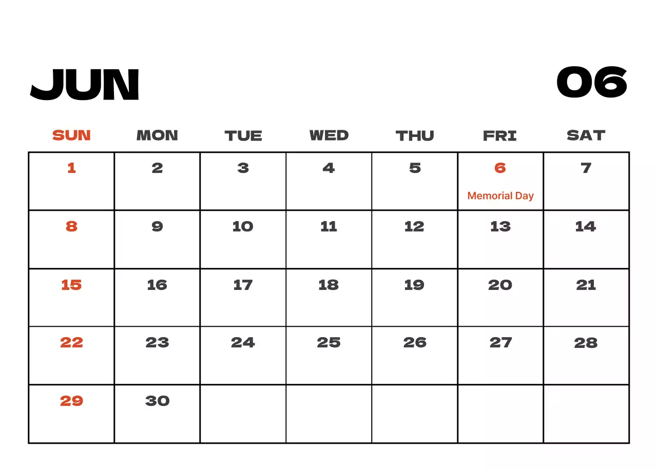 Sky photo clean calendar