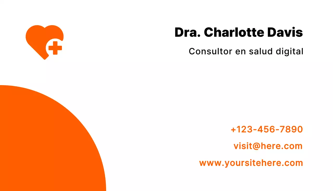 Gris naranja y blanco tarjeta de visita telesalud estilo minimalista