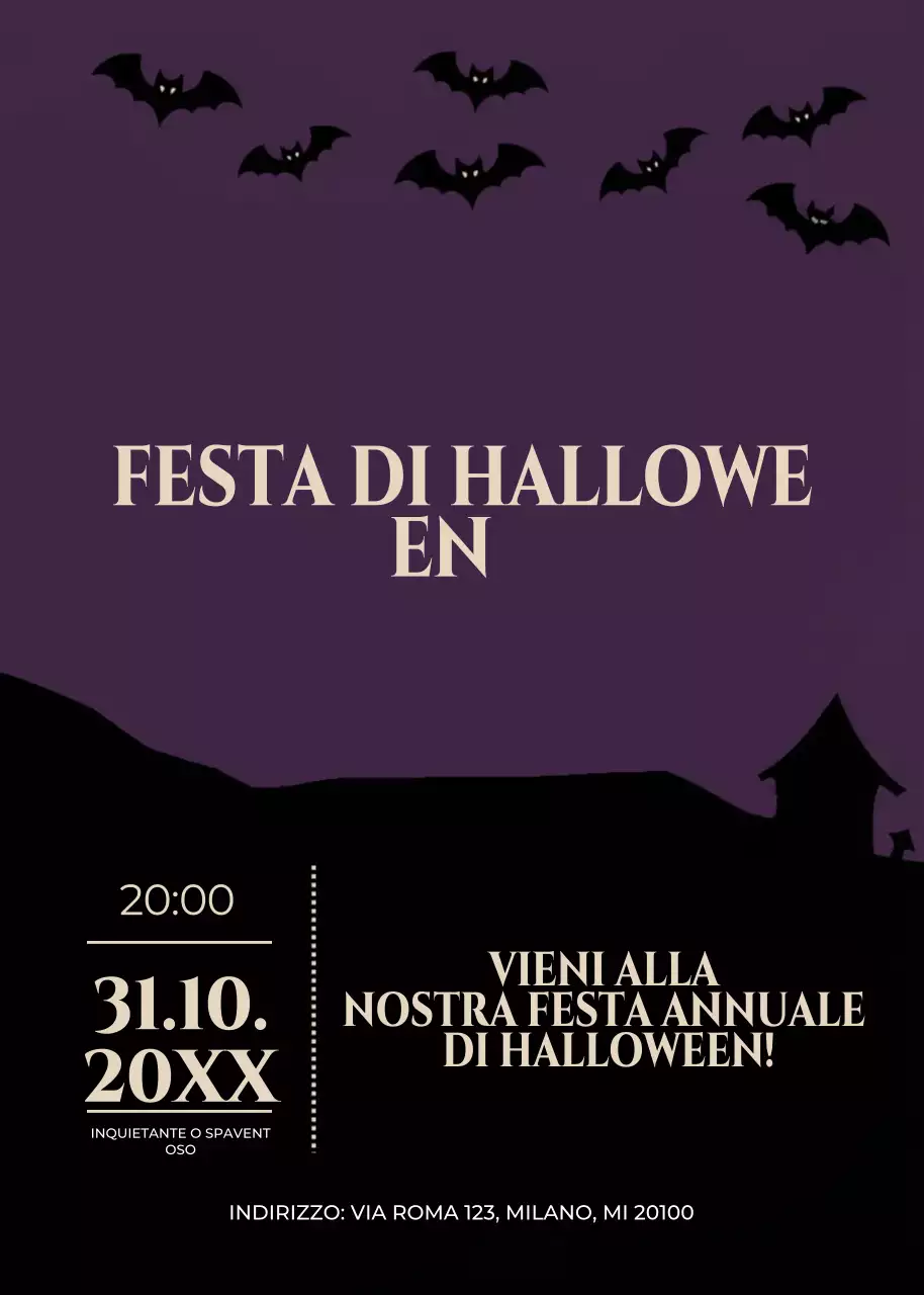 invito gotico viola per Halloween