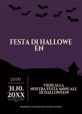 invito gotico viola per Halloween