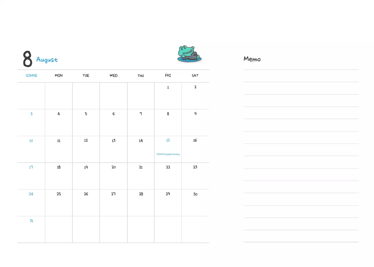 Ein Kalender mit einem niedlichen Ago-Illustrationskonzept