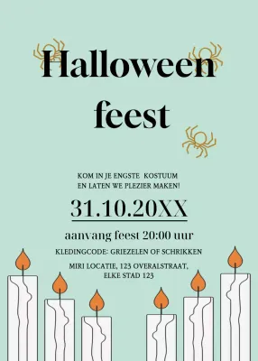 Mintzwarte uitnodiging voor Halloweenfeest