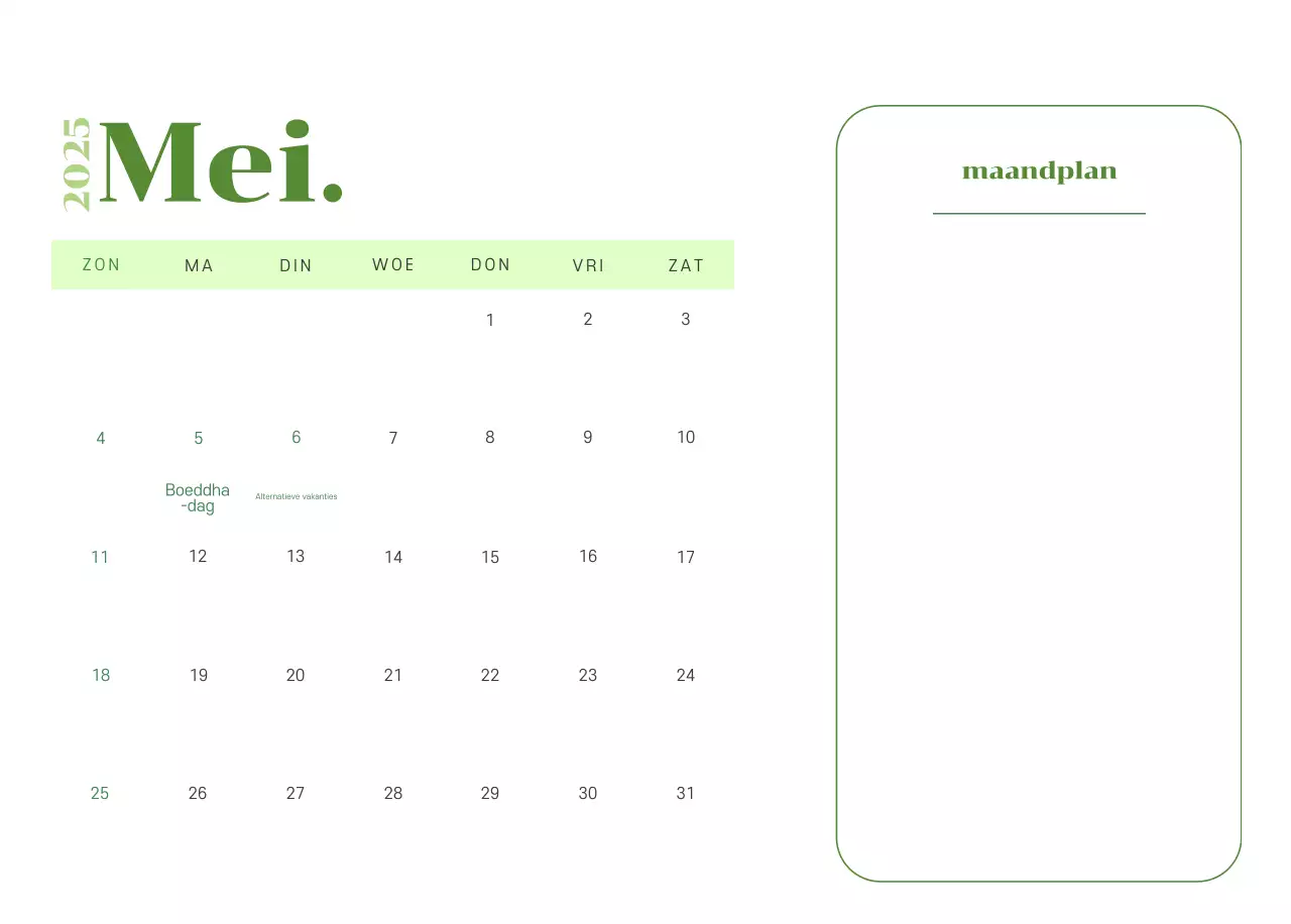 Kalender met jeugdillustraties op een geelgroene achtergrond