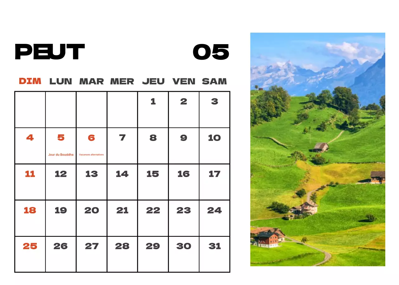 Calendrier de nettoyage des photos du ciel