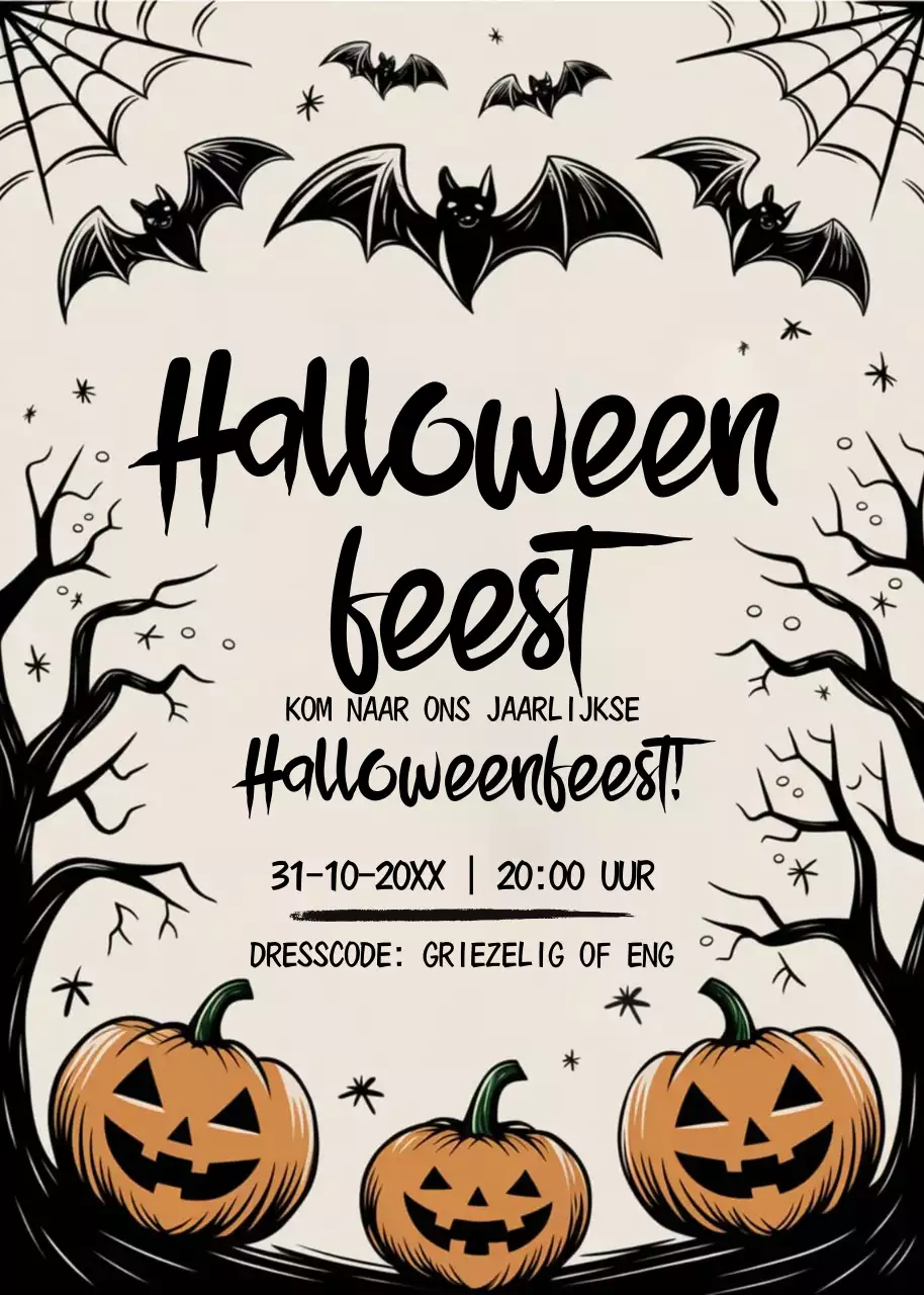 zwarte gothic Halloween uitnodiging