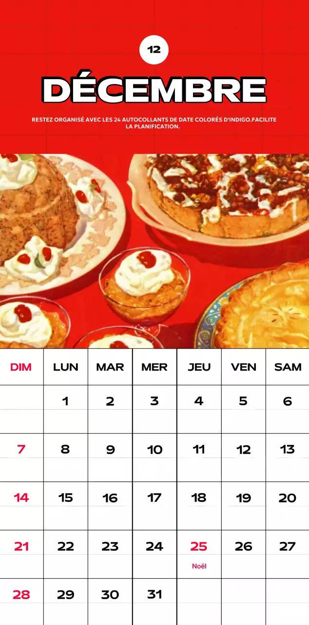 Calendriers colorés avec une variété d'illustrations rétro