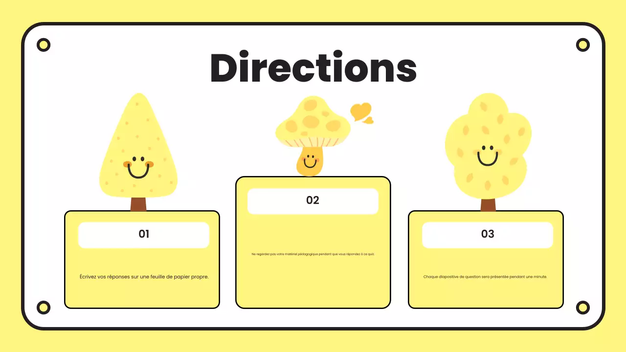 présentation d'un quiz simple en jaune