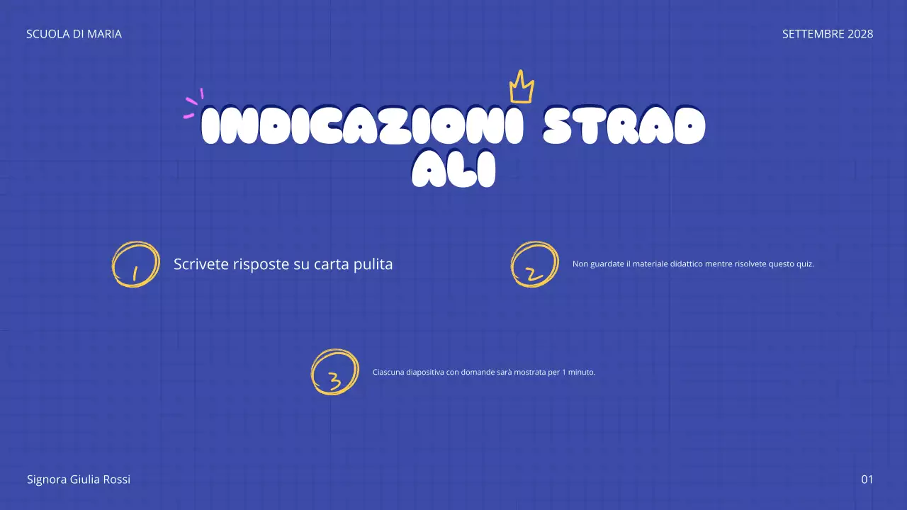 annuncio del quiz ludico blu