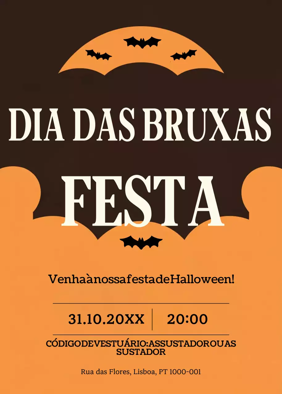 convite de Halloween retro laranja