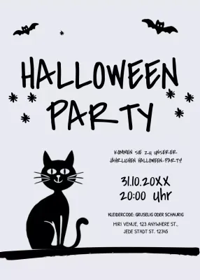 Schwarz grau Halloween Party Einladung minimal Stil