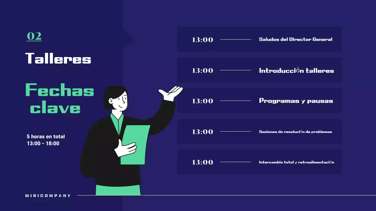 Propuesta de taller sencillo en azul marino y verde