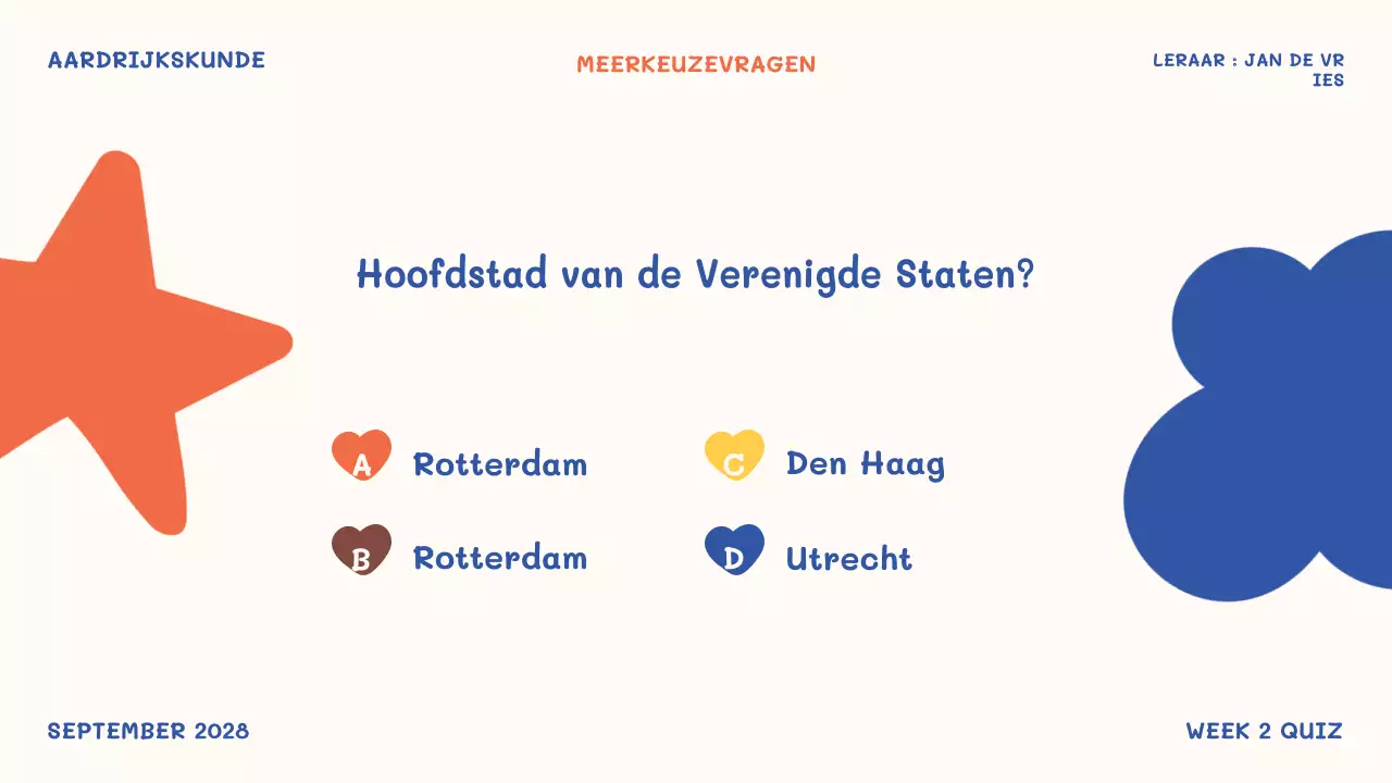 oranje ludiek schoolevenement quiz tijd presentatie