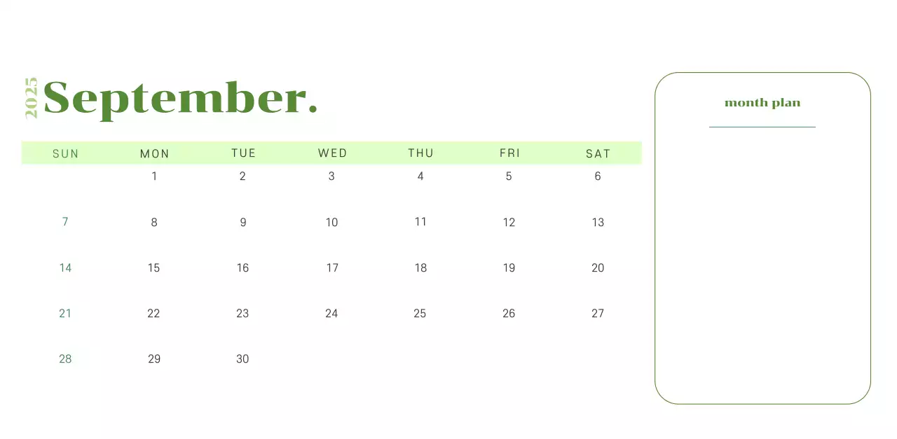 Calendar with youth illustrations on a yellow-green background