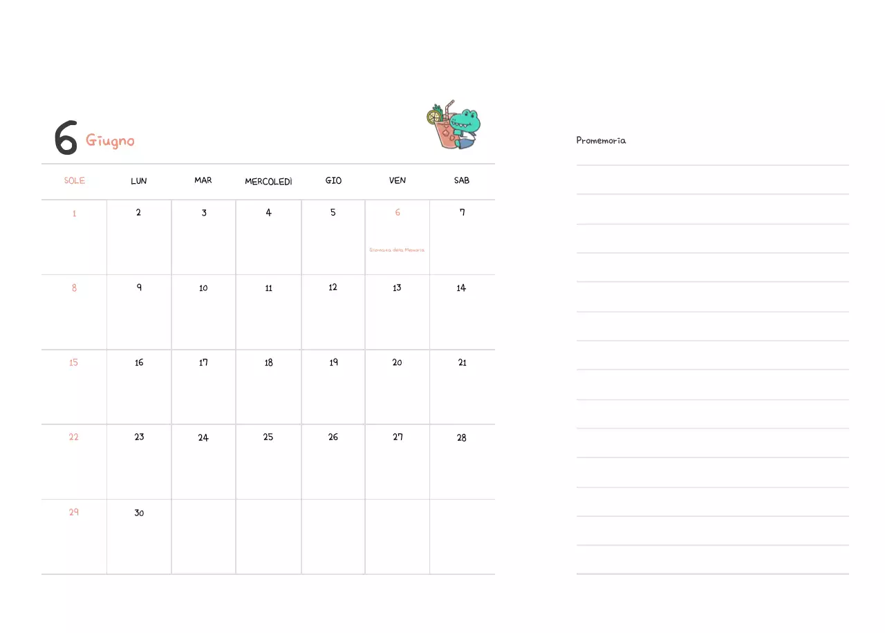 Un calendario con un simpatico concetto di illustrazione di Ago