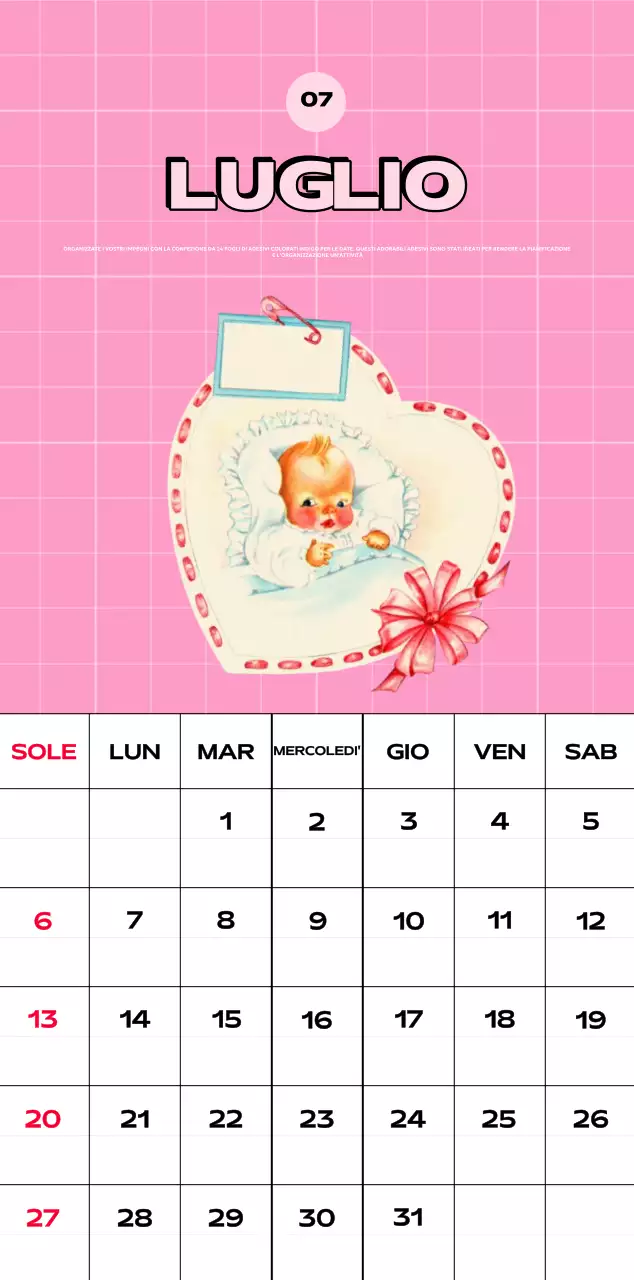 Calendari colorati con una varietà di illustrazioni retrò