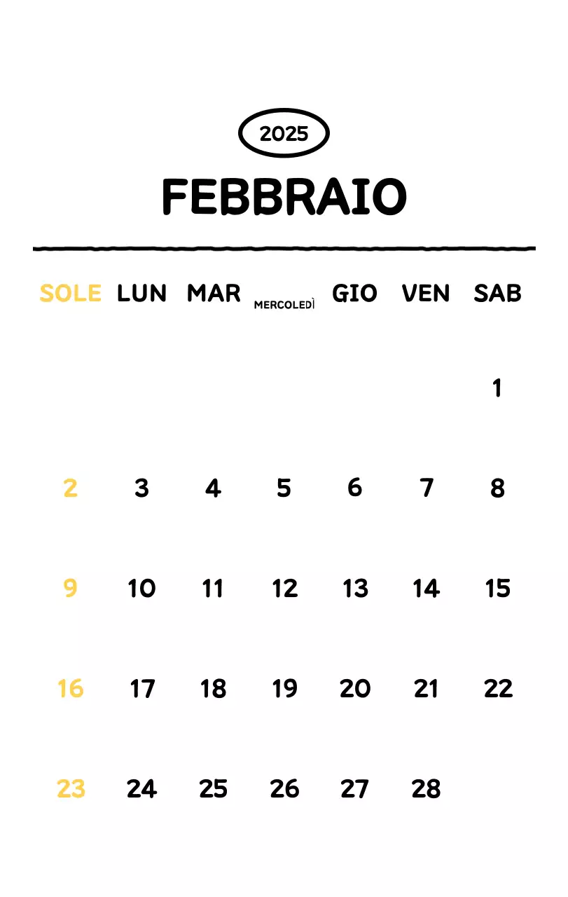 Calendario illustrato con un grazioso stile di linee