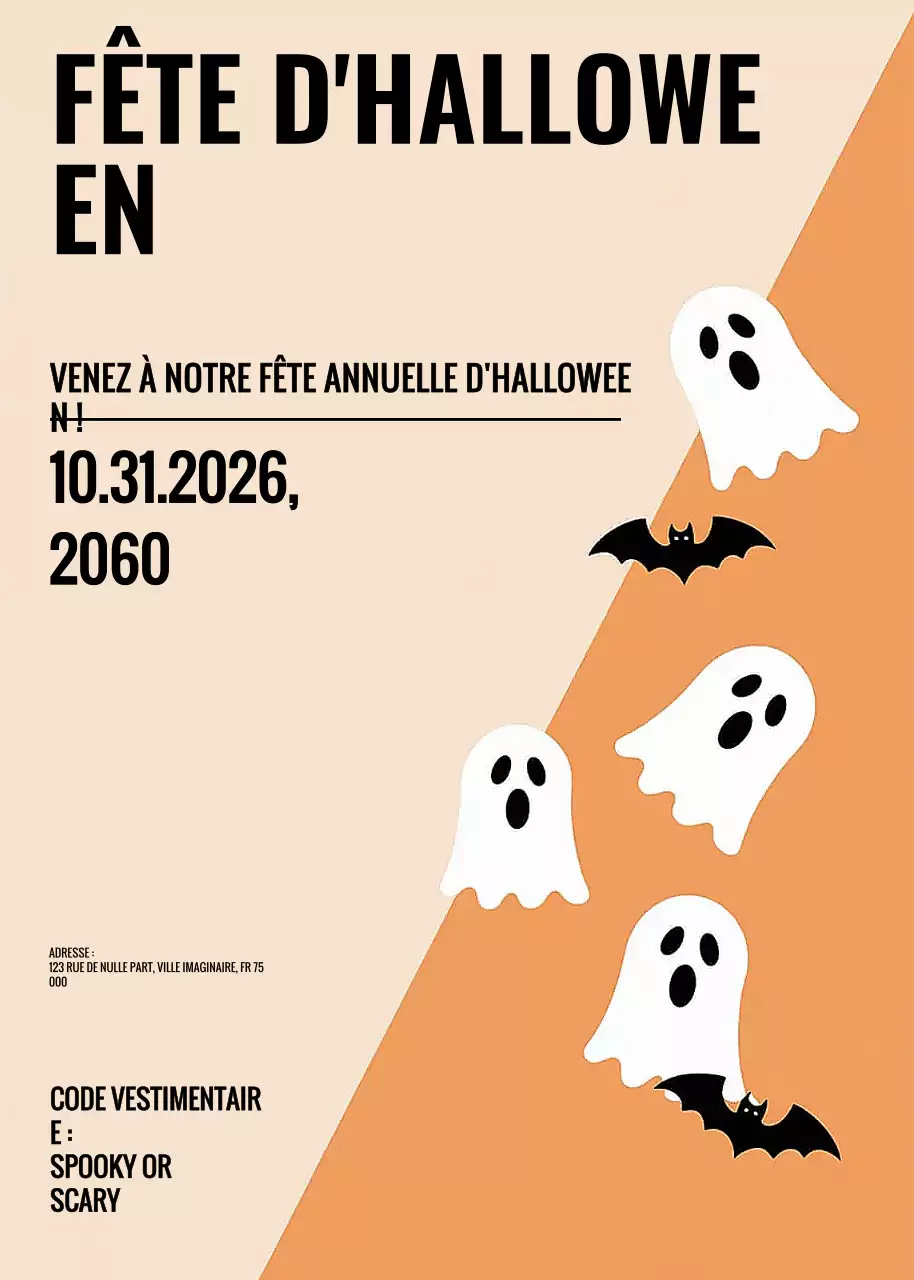 Invitation rétro orange pour Halloween