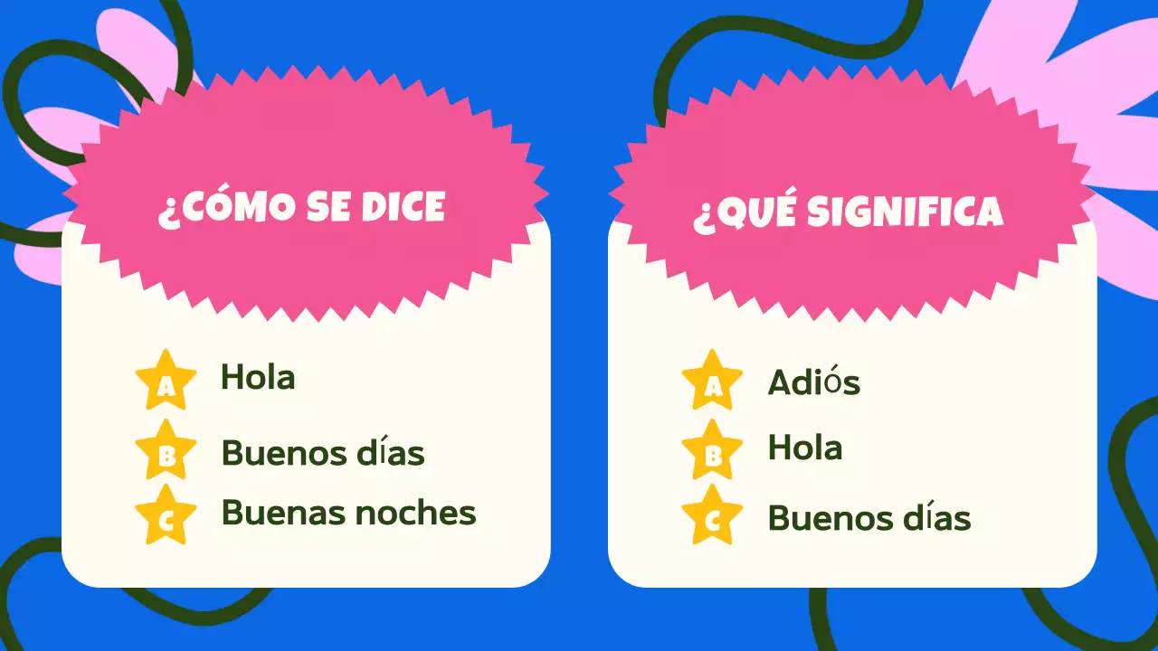 rosa azul colorido guía de clases de idiomas