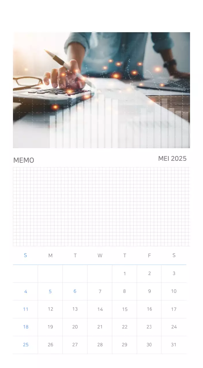 Blauwe minimalistische kalender