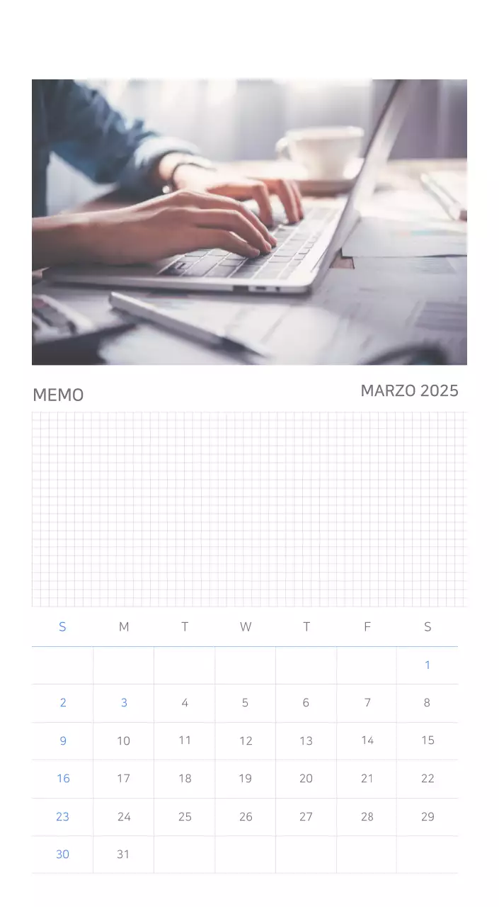 Calendario minimalista azul