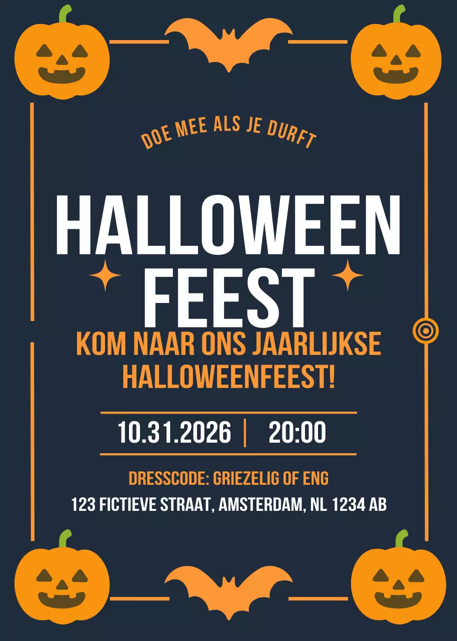 Oranje Retro Halloween Uitnodiging