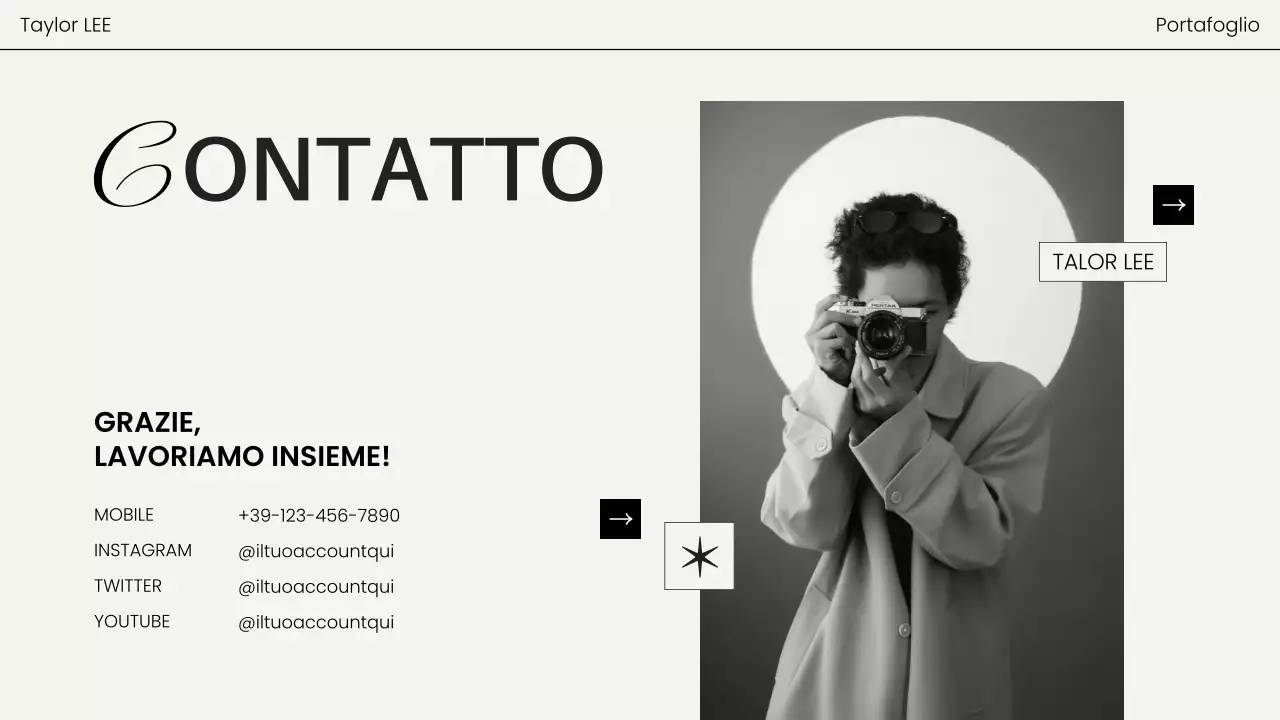 portfolio fotografico nero moderno