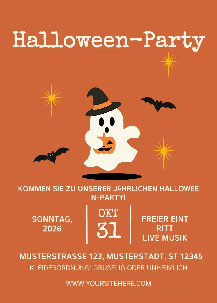 Orange Retro-Halloween-Einladung