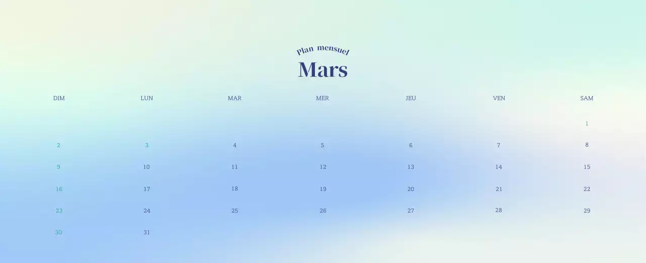 Calendrier minimaliste dégradé