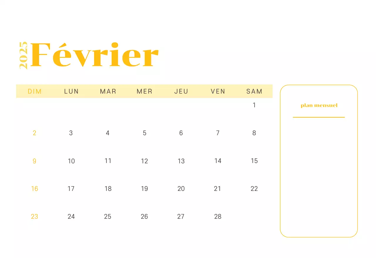 Calendrier avec illustrations de jeunes sur fond jaune-vert