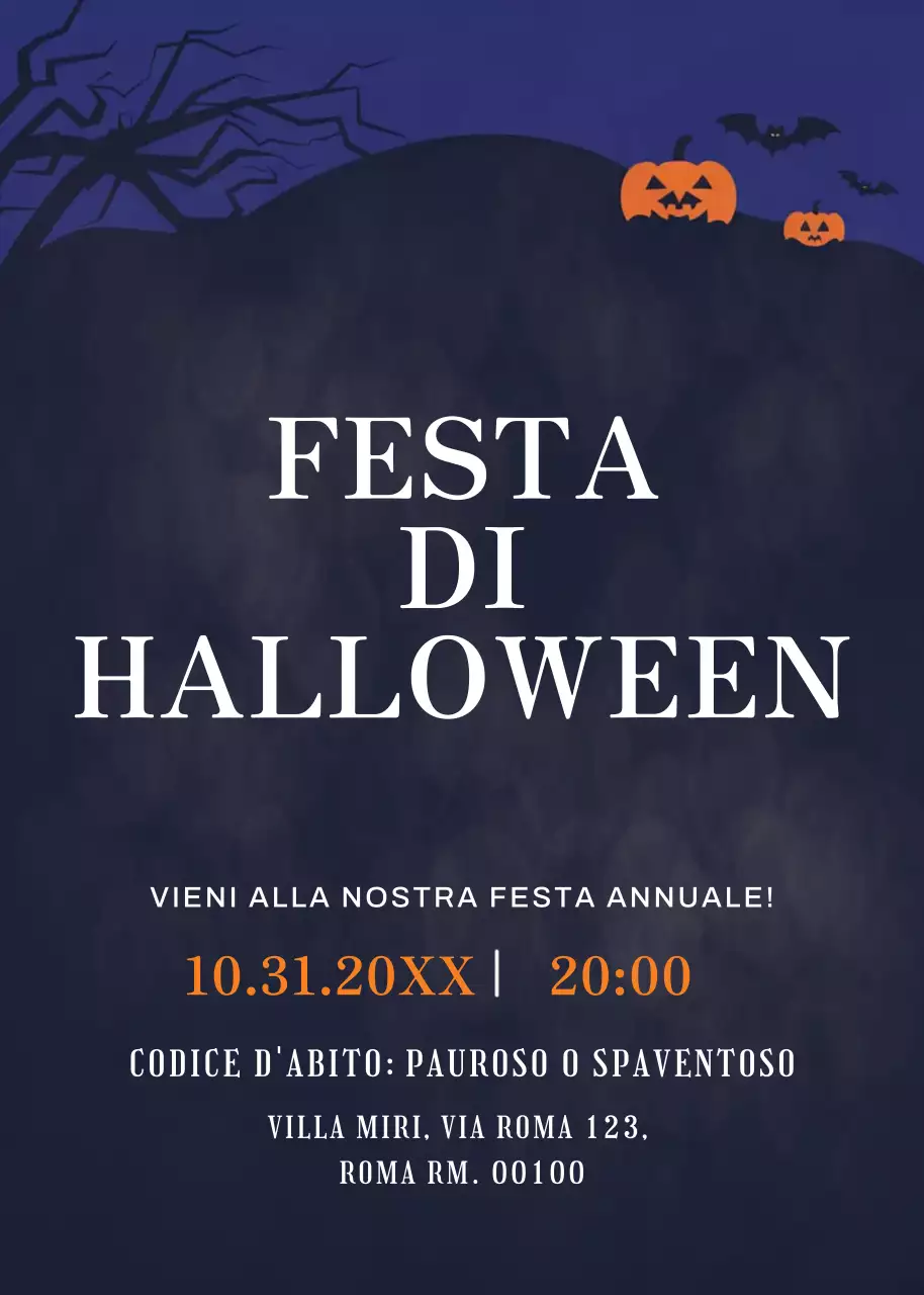 Invito alla festa di Halloween in nero navy