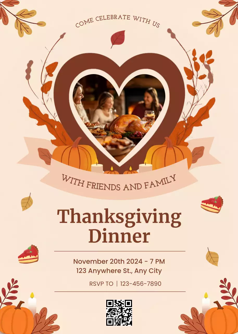 Beige Traditional Thanksgiving Invitation Poster