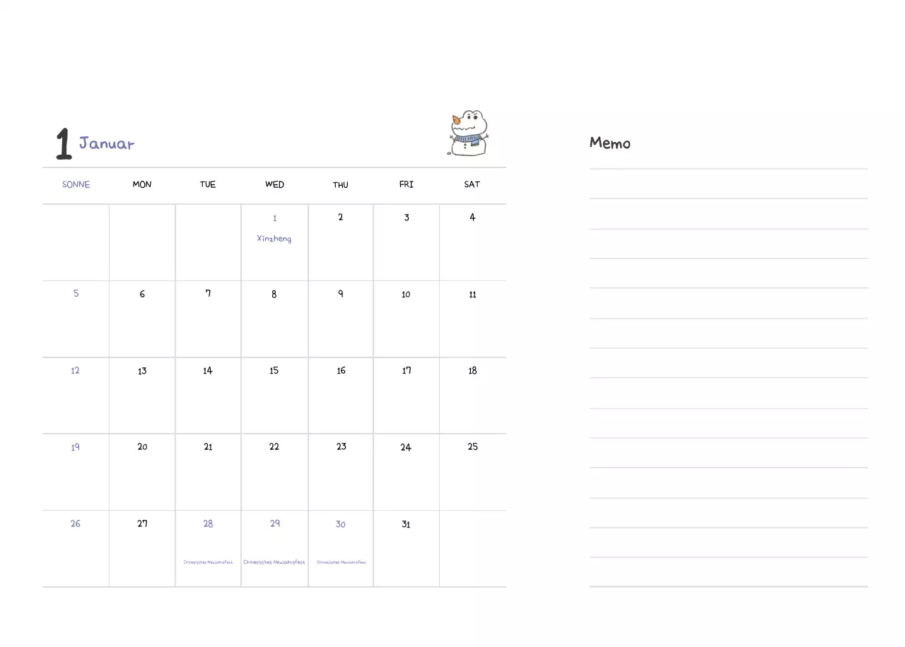 Ein Kalender mit einem niedlichen Ago-Illustrationskonzept