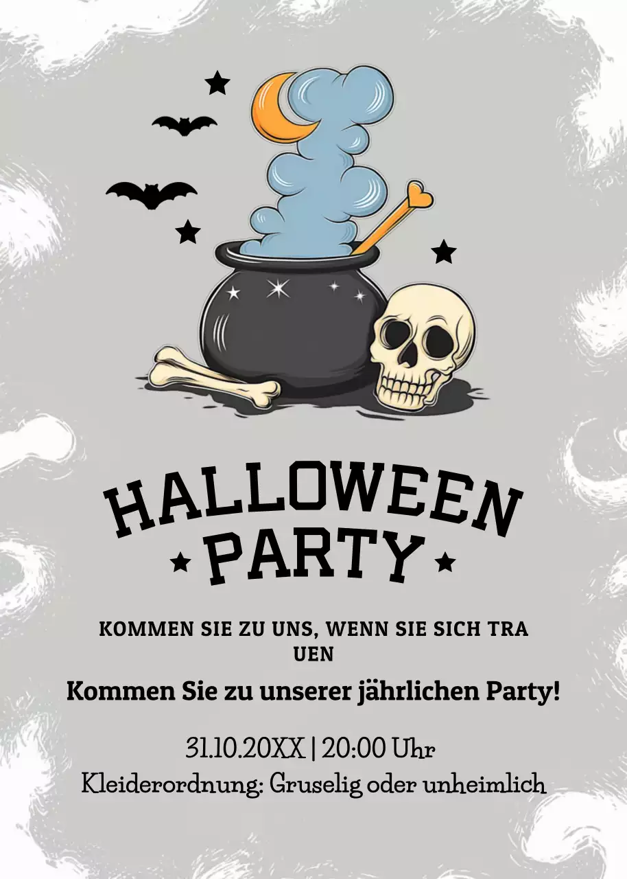 Graue Retro-Halloween-Einladung
