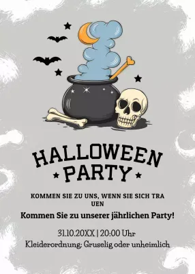 Graue Retro-Halloween-Einladung