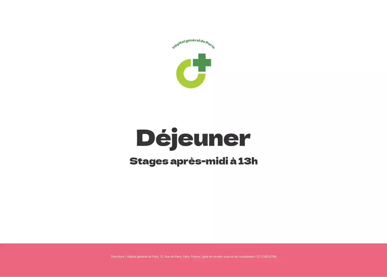 Un hôpital festif avec des illustrations sur le thème de la santé et de la famille et des accents colorés.