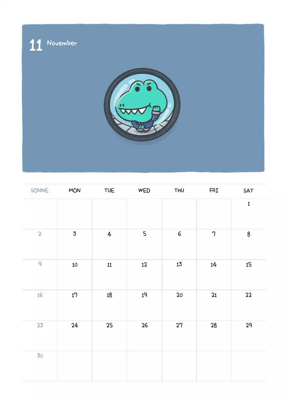 Ein Kalender mit einem niedlichen Ago-Illustrationskonzept