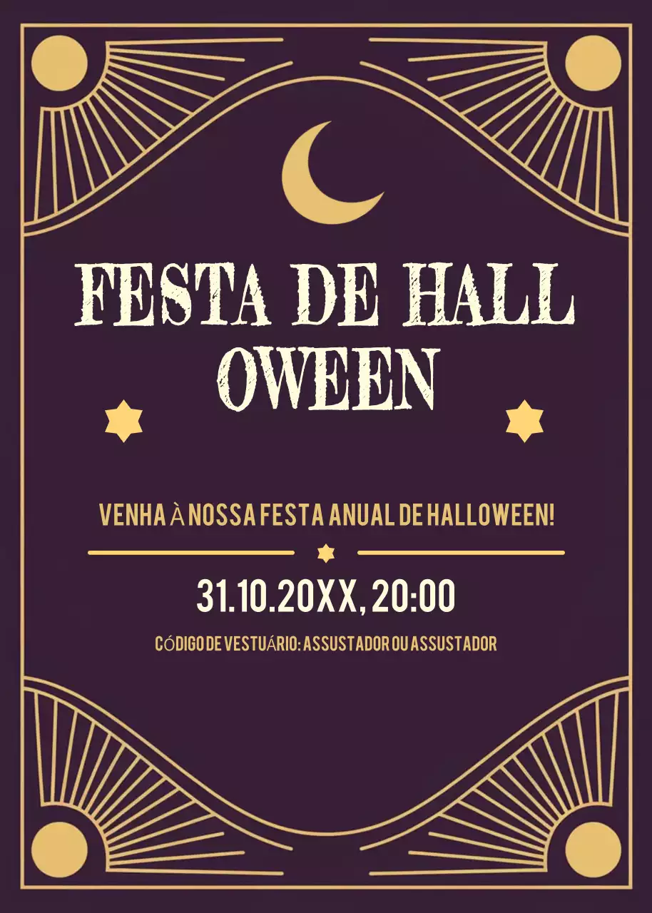 convite de Halloween vintage roxo