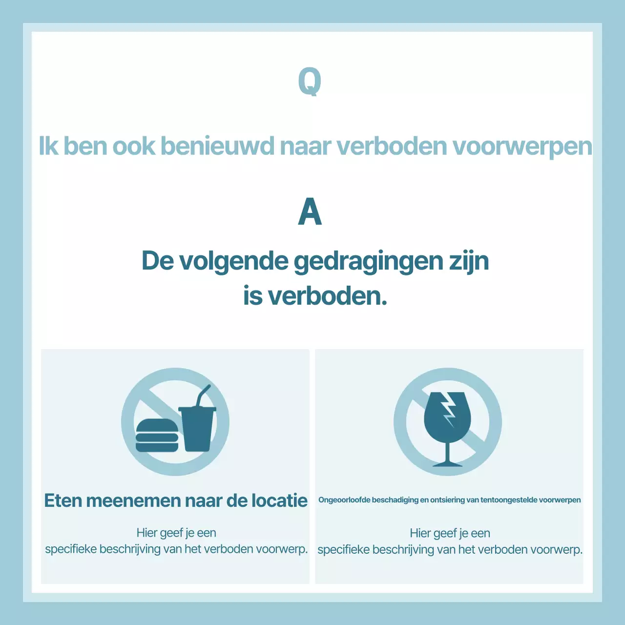 Lichtblauwe eenvoudige informatieverstrekking FAQ