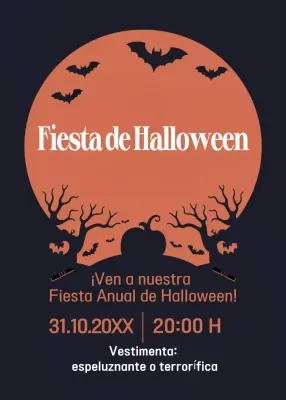 invitación gótica naranja para Halloween