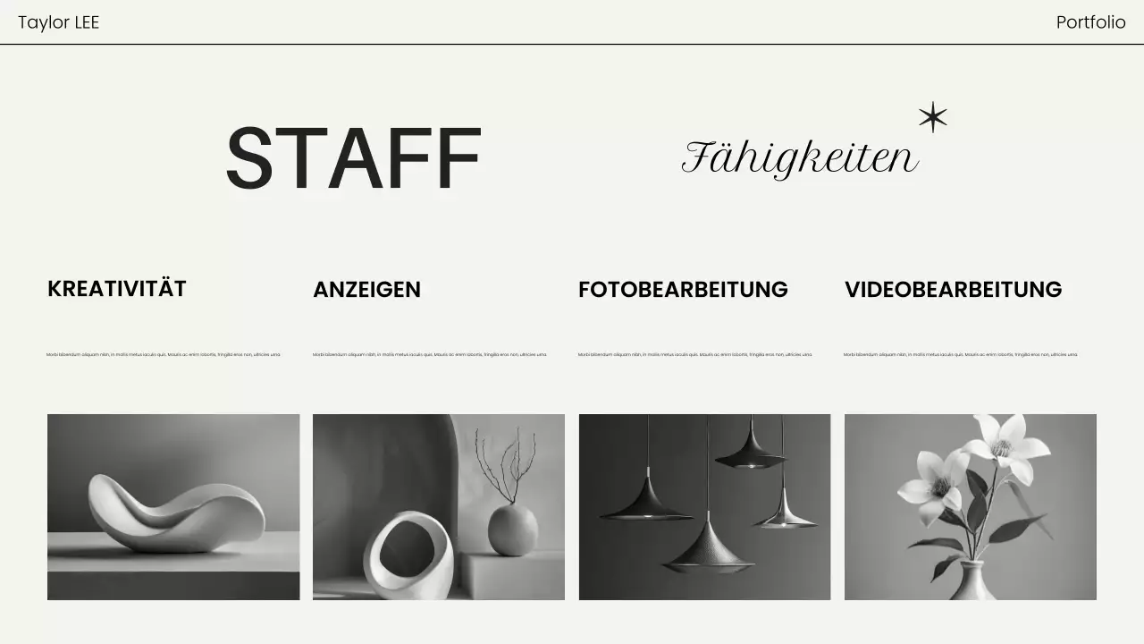 schwarz moderne Fotografie Portfolio