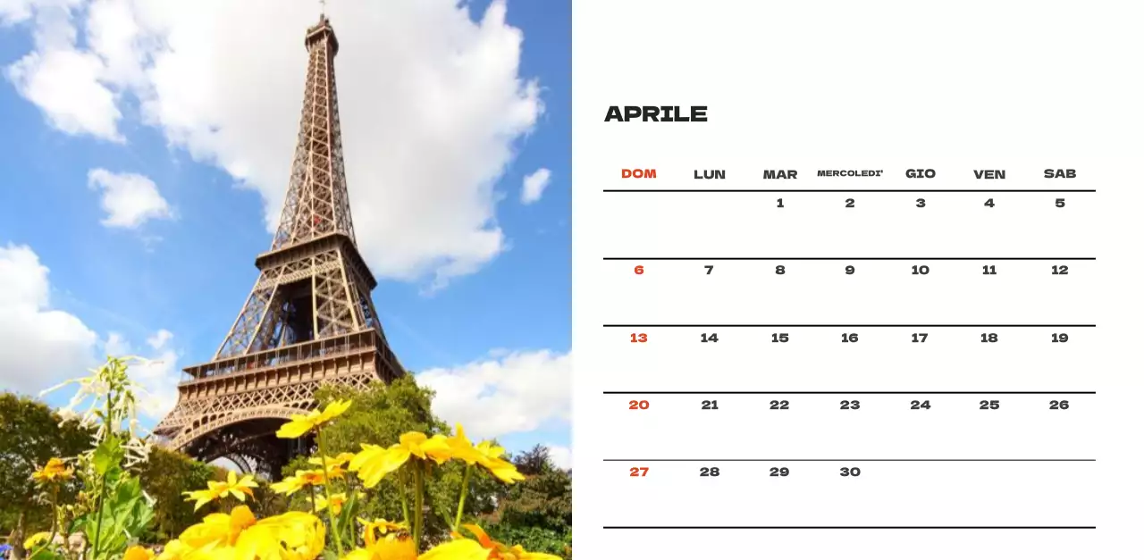 Calendario pulito con foto del cielo