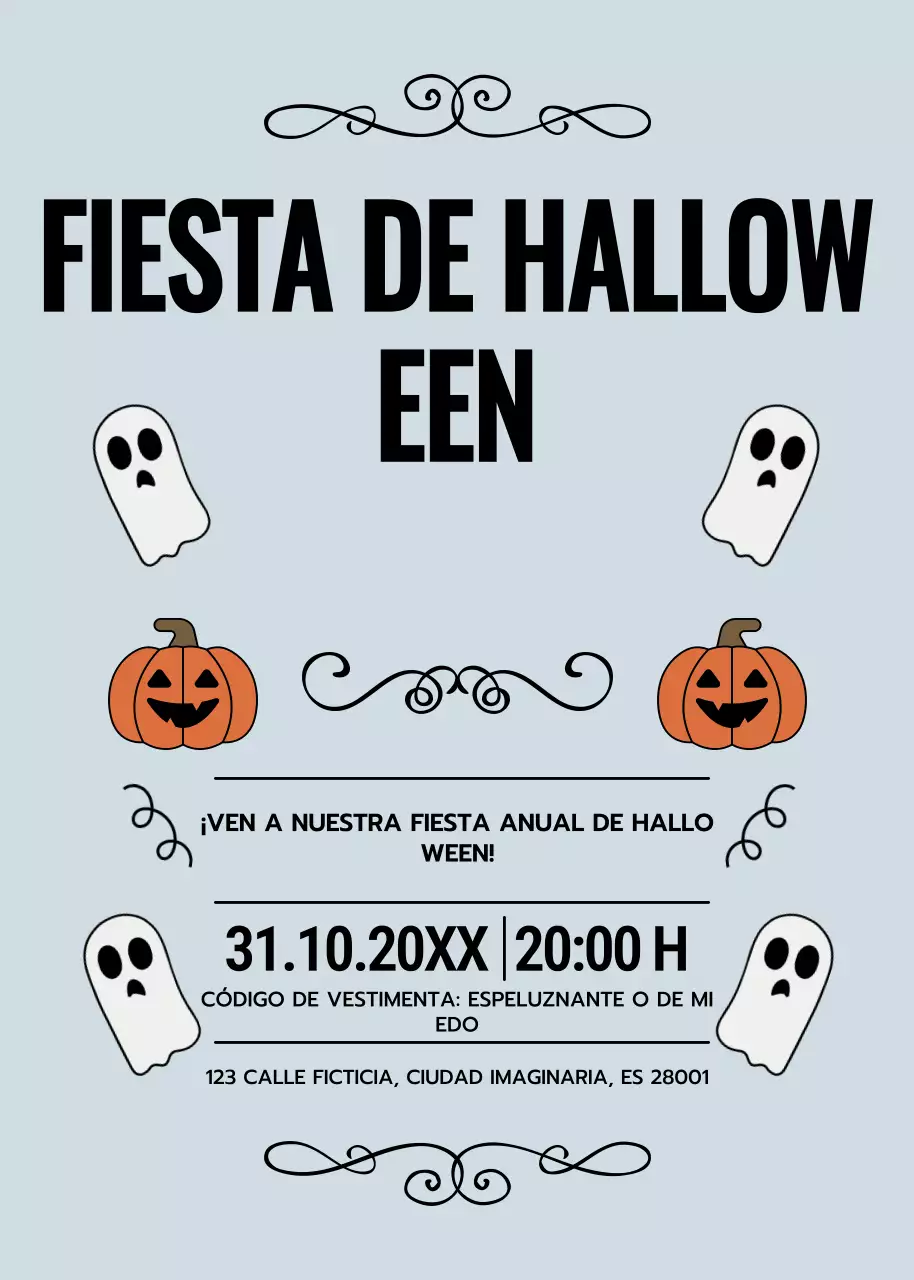 invitación gris retro para Halloween