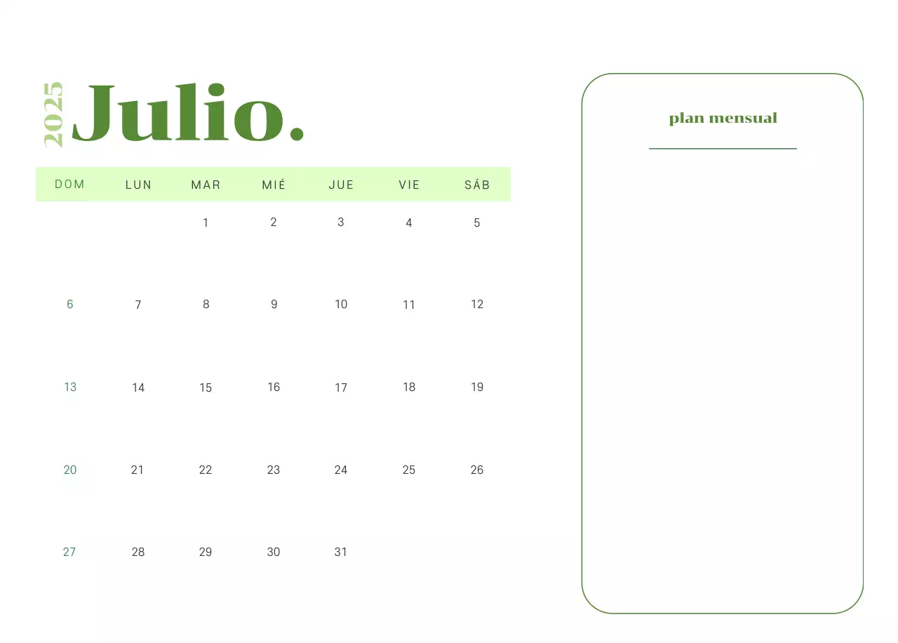 Calendario con ilustraciones juveniles sobre fondo amarillo verdoso