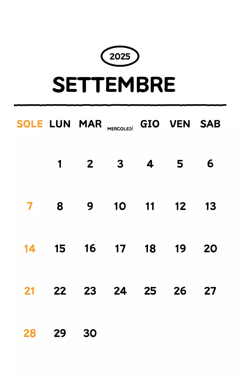Calendario illustrato con un grazioso stile di linee