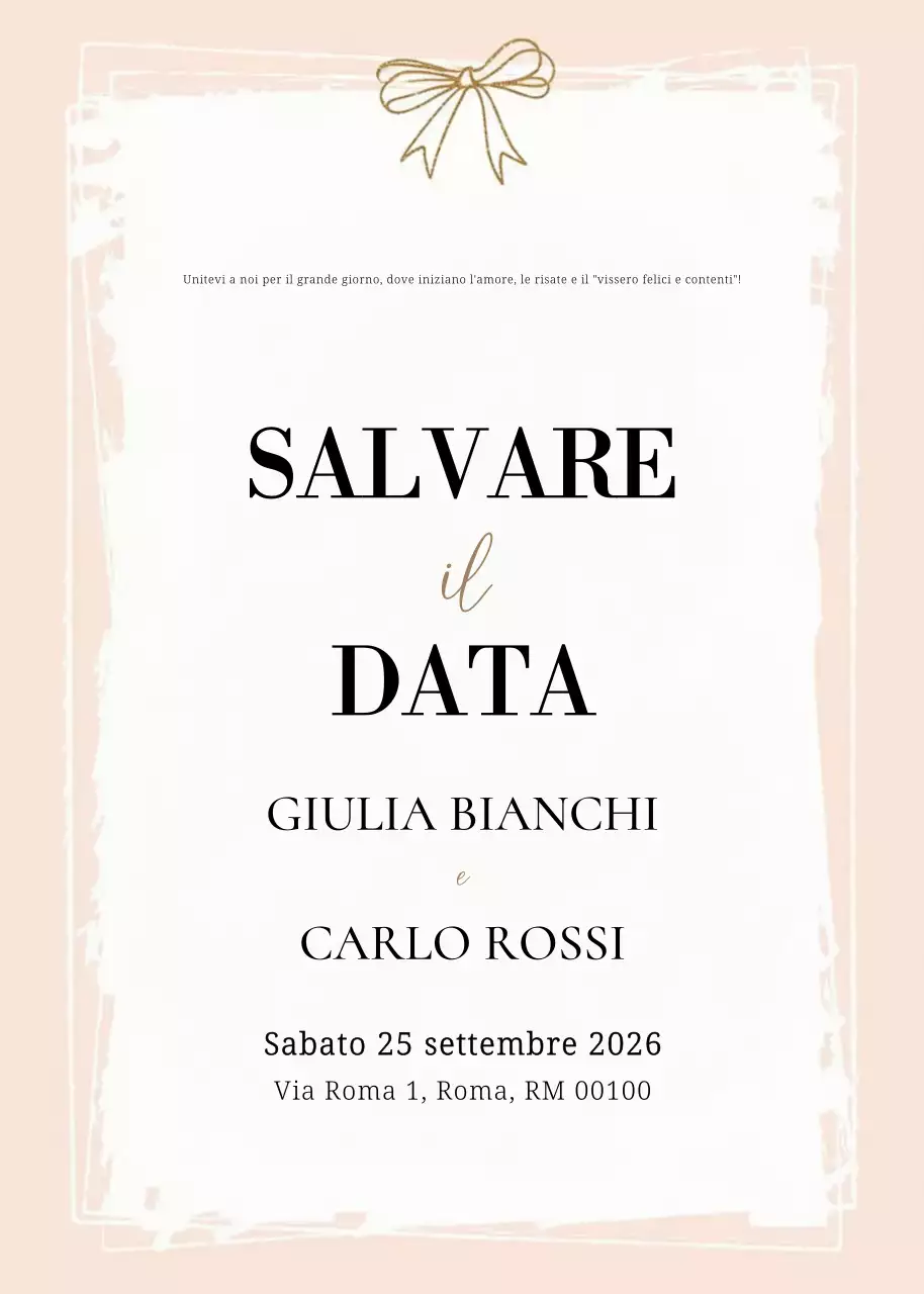 Invito di nozze elegante beige