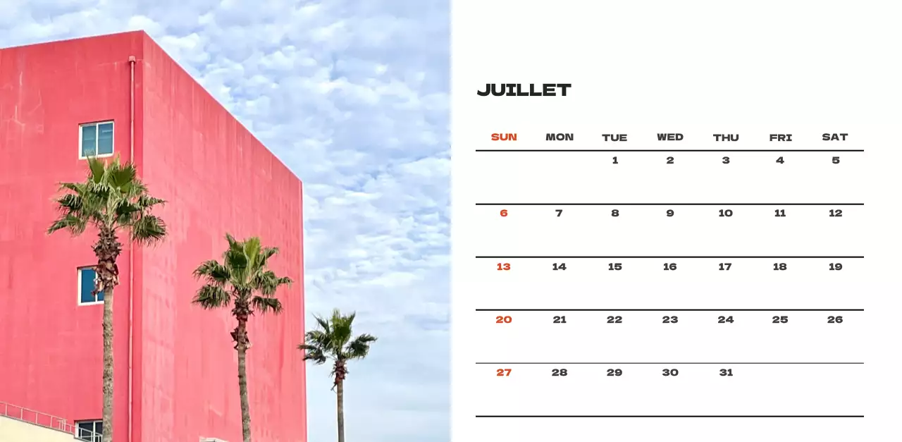 Calendrier de nettoyage des photos du ciel