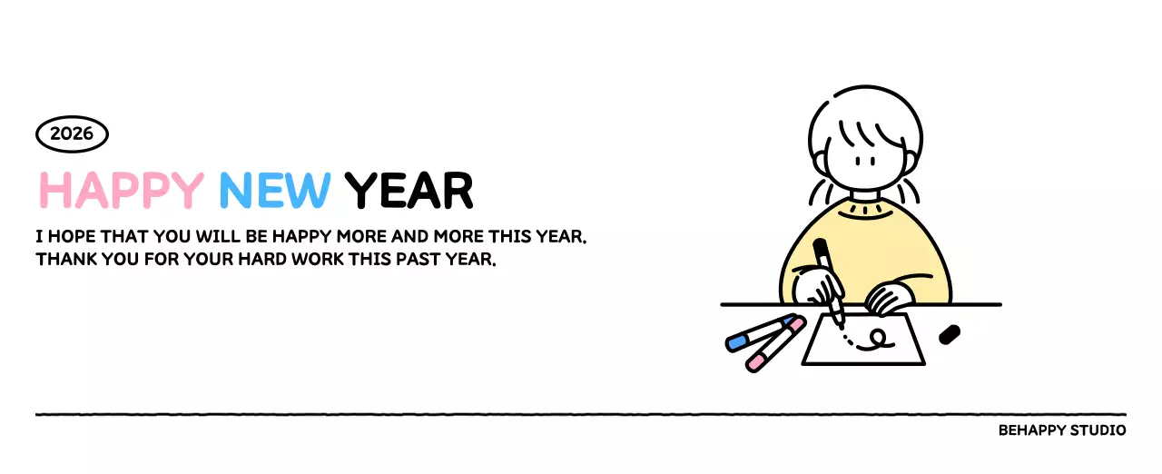 Illustrated calendar with a cute line style