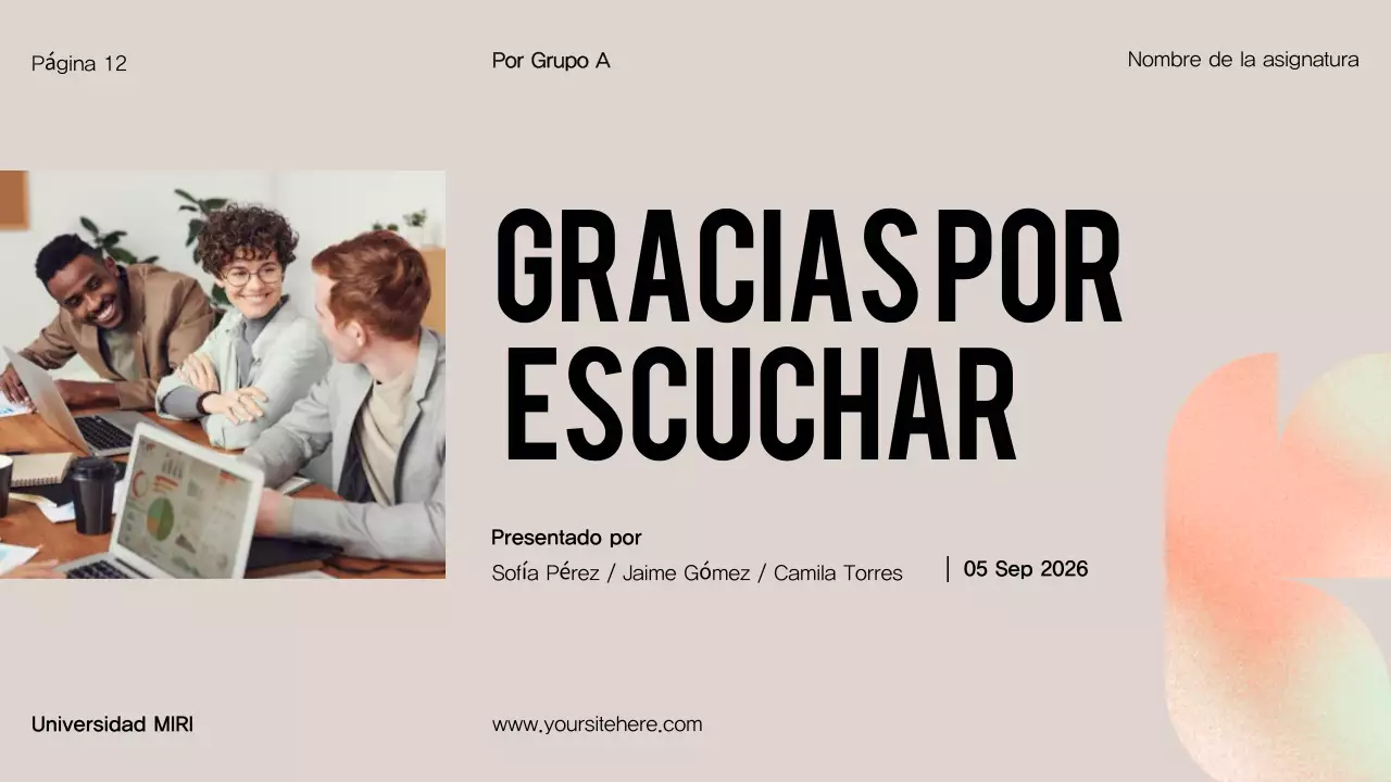 Presentación general del proyecto del Grupo Orange Modern