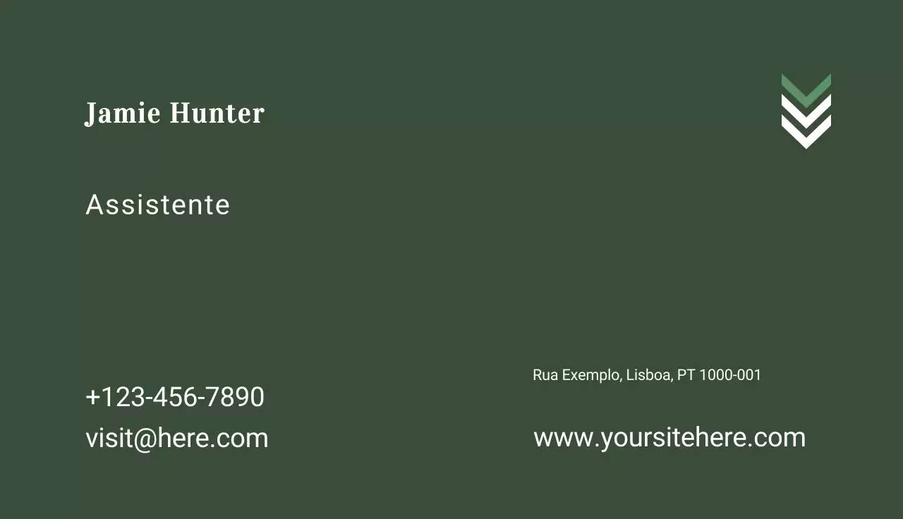 cartão de visita minimalista verde